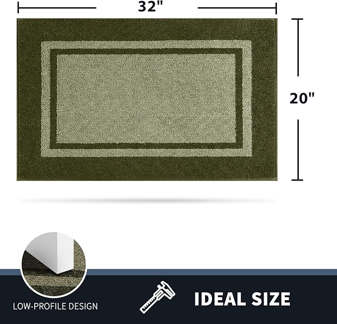 PURRUGS Dirt Trapping Door Mat 20" x 32", Non-Slip Machine Washable Entryway Rug, Entrance Mat, Indoor Front Door Mat, Super Absorbent Entry Rug for Muddy Shoes & Paws, Budding Green & Sage Green