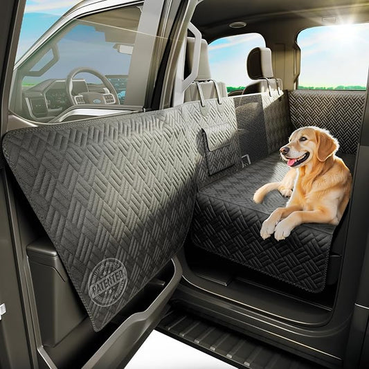 Dog Car Seat Cover for Back Seat, Hard Bottom Back Seat Cover for Full-Size Trucks - Patented Design, Waterproof Dog Hammock, Support 400lbs