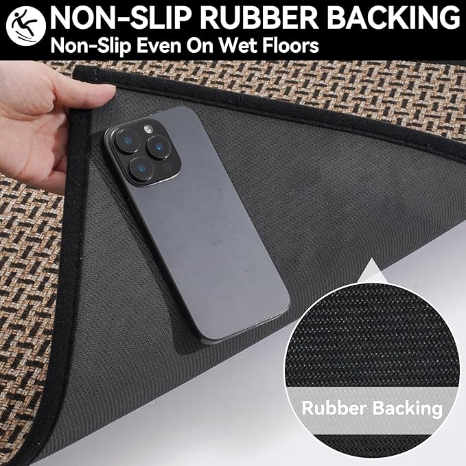 YDKGL Door Mat 31x47, Dirt Resistant and Absorbent, Non-Slip Rubber Backing Floor Mats, Easy Clean Low-Profile Doormat for Entryway, Front Door, and Inside Entrance, Black