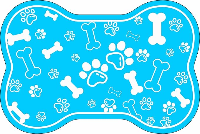 Dog Cat Mat for Food and Water,Rapid Absorbent Pet Feeding Mat, Bone Shaped Dog Placemat Bowl Mat with Rubber Backing,No Stains Pet Food Mats Indoor, Pet Accessories Supplies,Blue 23"×36"
