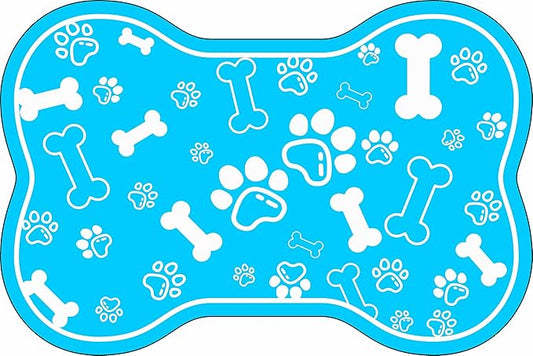Dog Cat Mat for Food and Water,Rapid Absorbent Pet Feeding Mat, Bone Shaped Dog Placemat Bowl Mat with Rubber Backing,No Stains Pet Food Mats Indoor, Pet Accessories Supplies,Blue 23"×36"