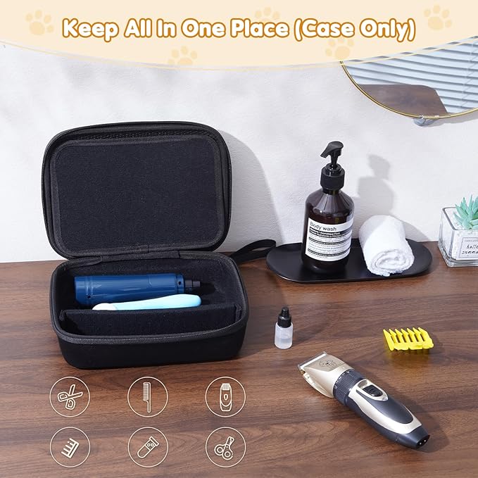 ProCase Hard Pet Grooming Tool Storage Case, Travel Organizer for Oneisall/Wahl Dog Clippers, Pet Shaver, Nail Trimmer and Accessories, Grooming Bag for Dog or Cat Grooming Kits Supplies -Black