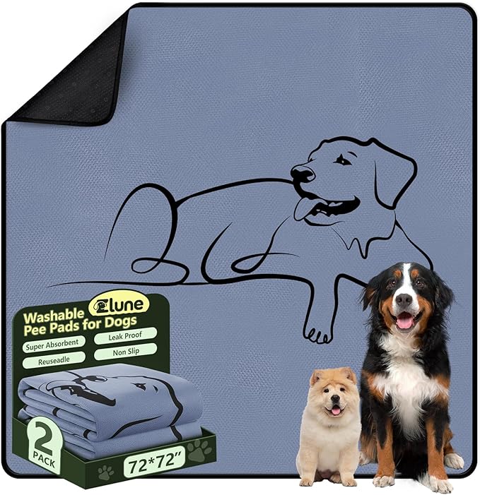 1 Pack Washable Pee Pads for Dogs 72"x72", Reusable Training Puppypads Absorbency Non-Slip & Leak-Proof for Pet Whelping Box Playpen Crate Sofa Bed Floors (Gray)