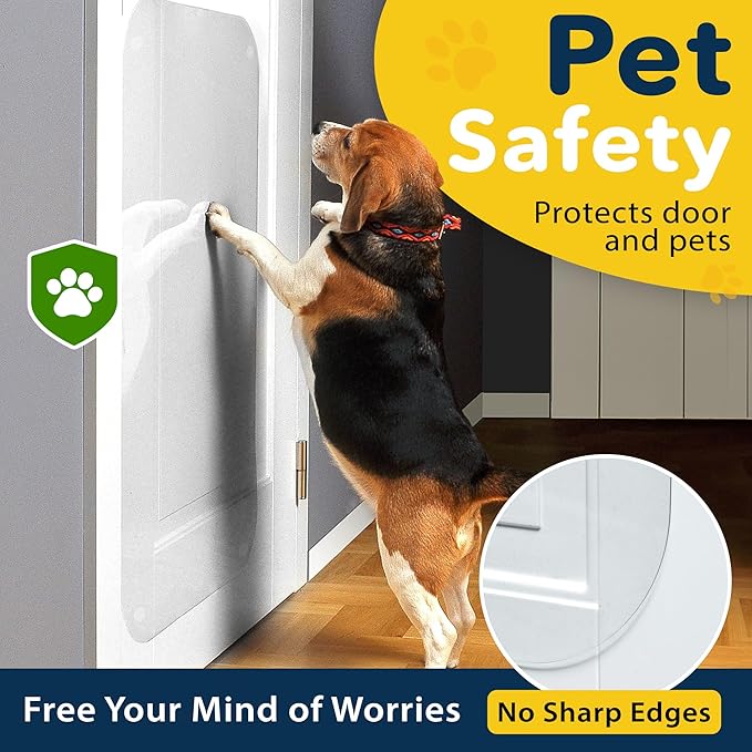 PROTECTO Heavy Duty Door Protector from Dog Scratching, 30 x 20” Clear Door Scratch Protector, Easy & Quick to Install on Window, Wall, Screen & Sliding Doors, Cat Scratch Guard for Indoors Outdoors