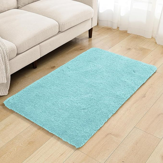 Aqua Haze Bathroom Rugs 30"x50" - Large Bath Mat for Bathroom Floor, Fluffy Microfiber Plush Rug, Non Slip and Washable - Great for Living Room, Bedroom or Kitchen Mat