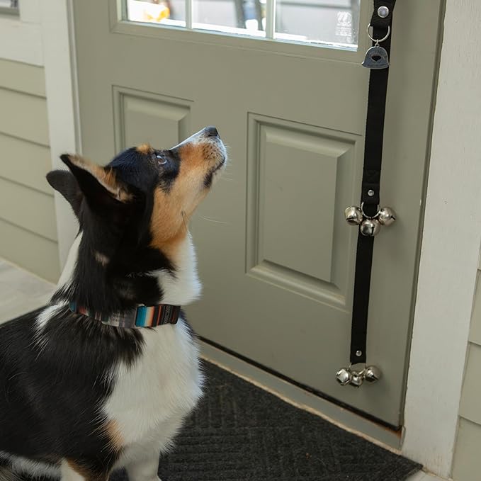 Caldwell's Pet Supply Co. Dog Potty Bells, Dog Door Bell, Bells To Go Outside, Potty Training Bell, Dogs Doorbell, Dogs Potty Doorbell, Ring To Go Pee, All Breed Puppy Training Tool - Black (Set of 2)