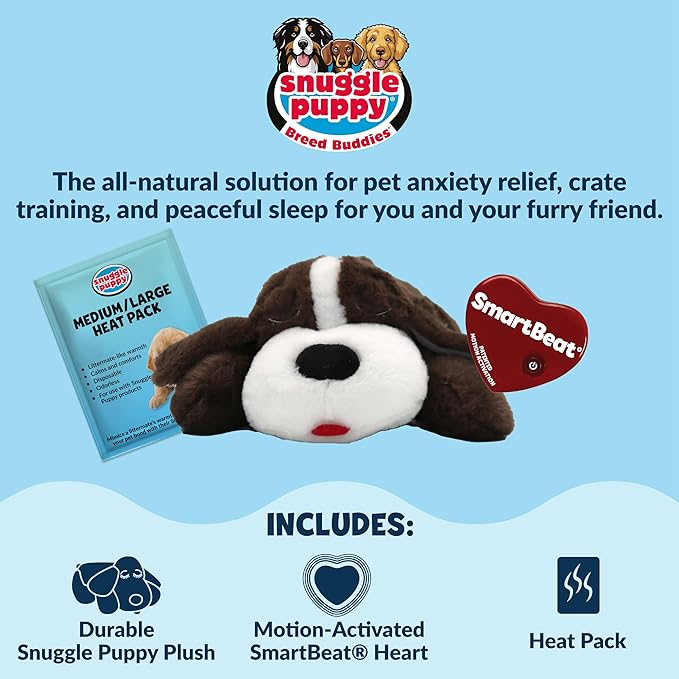Original Snuggle Puppy Toys - Heartbeat Puppy for Dogs - Pet Anxiety Relief and Calming Aid - Comfort Dog Toys for Behavioral Training