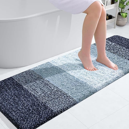 OLANLY Bathroom Rugs Mat 59x20, Extra Soft Absorbent Microfiber Bath Rugs, Rubber Backing, Quick Dry, Machine Washable Bath Mats for Bathroom Floor, Tub and Shower, Home Decor Accessories, Airy Blue