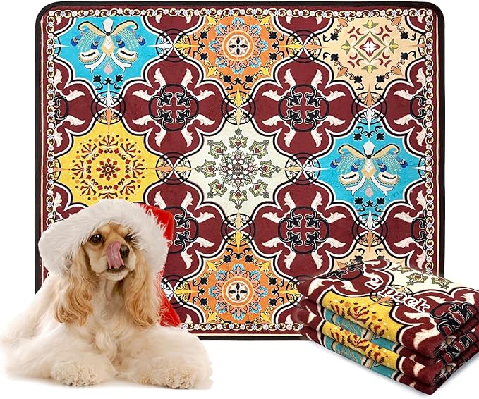 Qeils Christmas Washable Pee Pads for Dogs, 2 Pack Reusable Puppy Pads 36"x41" Super Absorbent Leakproof Dog Training Pads, Non-Slip Potty Pads for Crate, Floor, Couch, Whelping Pads Puppy Supplies