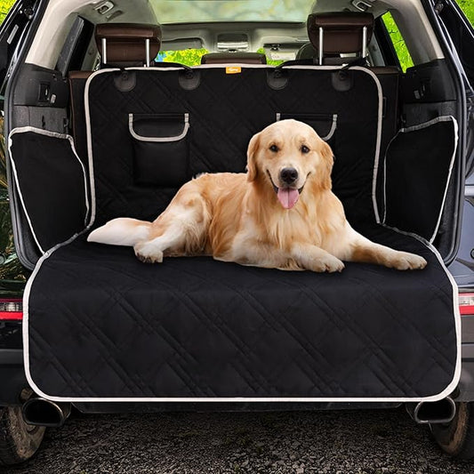 Toozey Dog Car Seat Cover for SUV, Sedan & Van, Waterproof & Tear-Resistant Dog Seat Cover for Backseat with Side Walls, Non-Slip Backing & Bumper Guard, Black Large: 81.9"x54.3"
