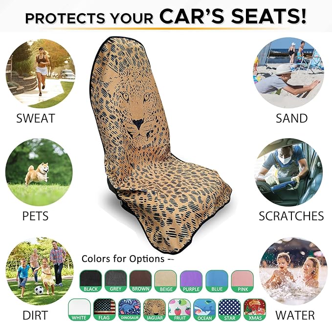 Waterproof Sweating Car Seat Cover for Post Gym Workout, Running, Swimming, Beach and Hiking, Universal Fit Non-Slip Bucket Seat Protector for Cars SUV Trucks, Machine Washable (Jaguar)