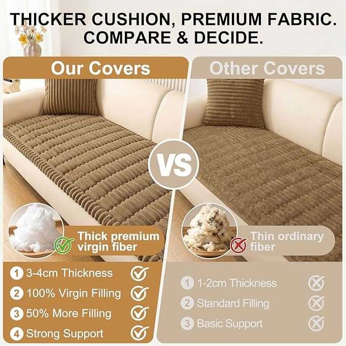 Smiry Couch Cover for Dogs, Non Slip Washable Sofa Protector for Pets, Soft Furniture Cover for Pet, Stylish Sofa Covers, Cozy Protect Against Fur, Dirt & Everyday Messes (Mocha Brown, 27.6" x 70.9")
