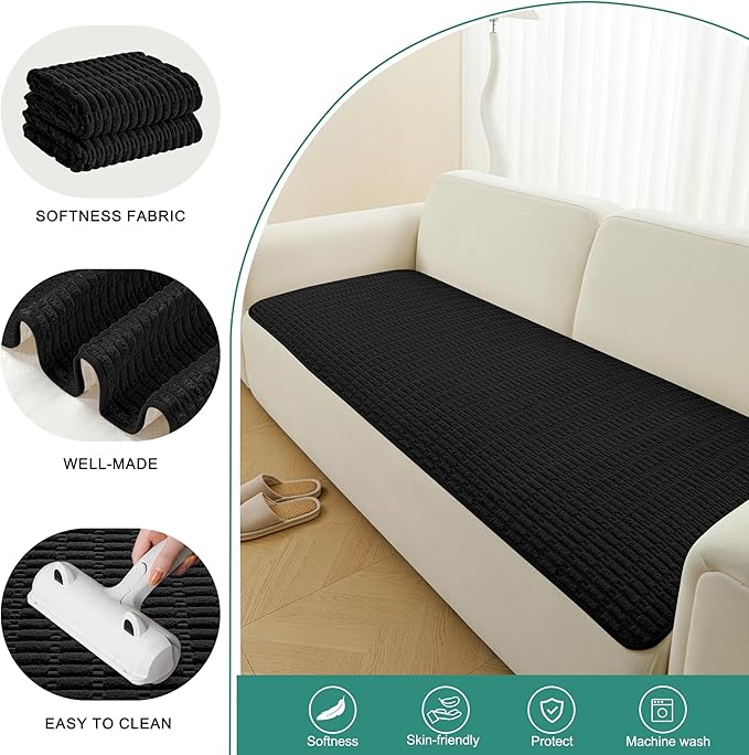 Foxdecor Couch Cover Sofa Covers Washable, Dog Bed Cover Couch Covers for 3 Cushion Couch Sofa Pet Friendly, Dog Couch Cover Furniture Covers for Pets. (Black 32x53 inch)