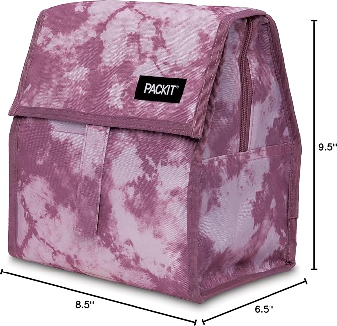 PackIt® Freezable Lunch Bag, Mulberry Tie Dye, Built with EcoFreeze® Technology, Foldable, Reusable, Zip and Velcro Closure with Buckle Handle, Designed for Work Lunch and Fresh Lunch On the Go