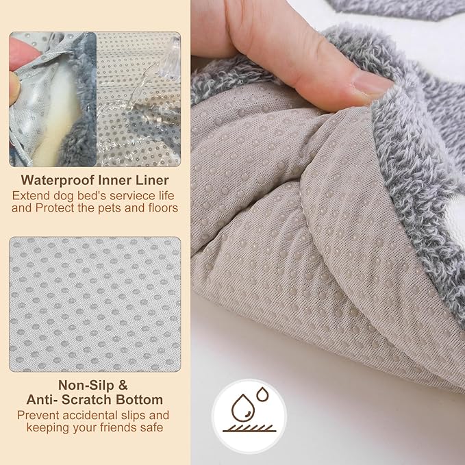 BEAUTYZOO Dog Bed Crate Pad 48 x 30 inch, Washable Dog Crate Mat for XX-Large Sized Dogs, Anti-Slip Pet Crate Bed Kennel Pad, Durable Cozy Puppy Sleeping Mat Rectangle Mattress, Bone