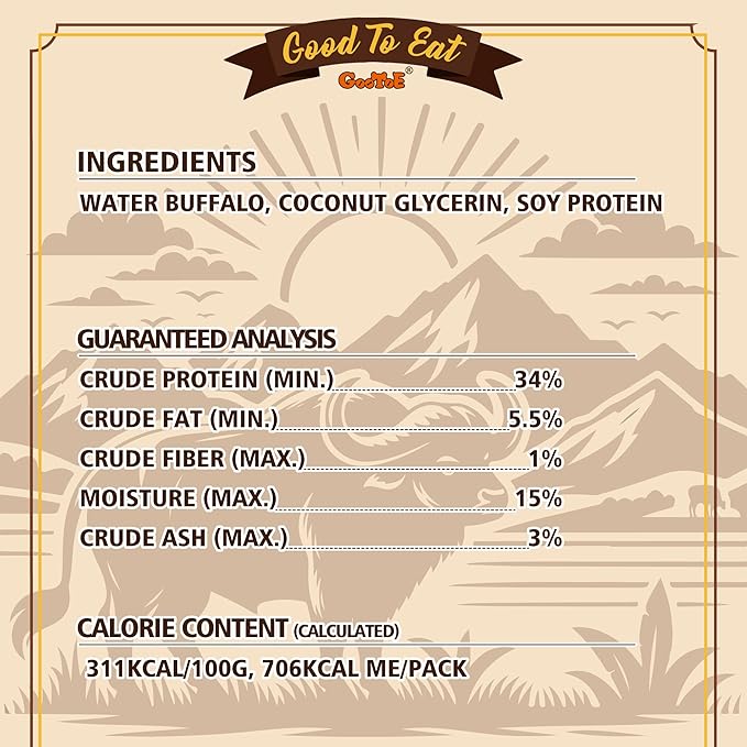 Gootoe Buffalo Dog Treats, Natural Low-Fat Chews for Training & Rewards, Limited Ingredient, Puppy Treats for Small Dogs & Puppies, Resealable Bag, Buffalo Bites Bone Shaped, 8 oz
