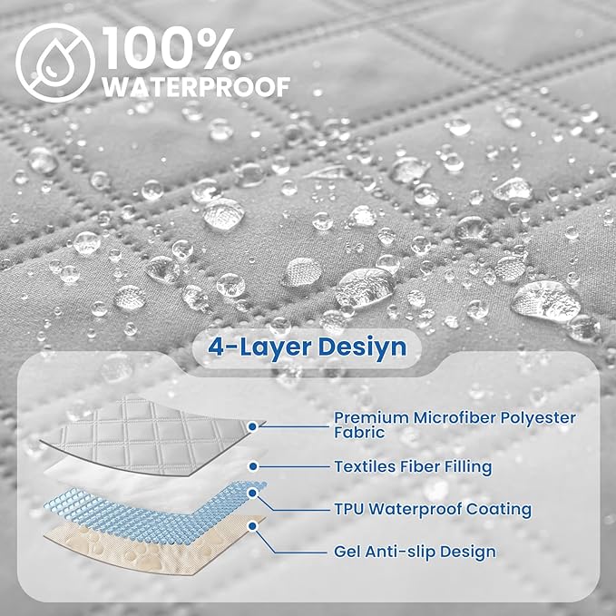 CYCMACO Waterproof Couch Covers for Pets, Waterproof Dog Bed Cover, Anti-Slip Soft Dog Blankets, Couch Cover for Dogs Washable, Pet Blanket for Puppy Large Dogs Cat (82x82 Inch, Light Grey)