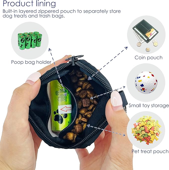 Raisingwell Dog Treat Pouch for Pet Walking and Training with Clicker Poop Bags Small Fanny Zipper Pack Holder for Puppy Snack Dispenser Kit for Leash and Outdoor Use (Rainbow)