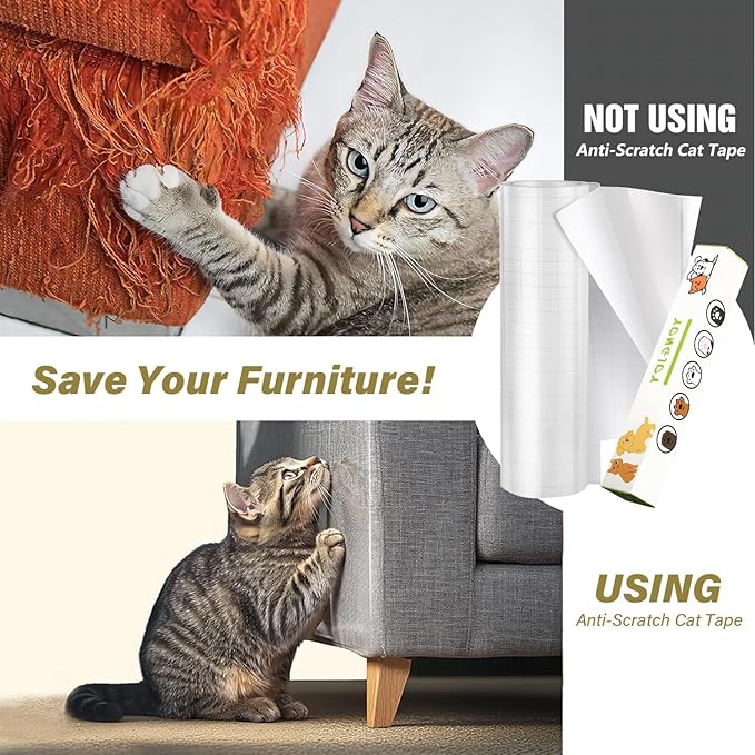 yongjoy Anti-Cat Scratch Furniture Protector, Flexible Sticky Couch Corner Guard, Thicken Vinyl Cat Scratch Tape (158" x 11.8")