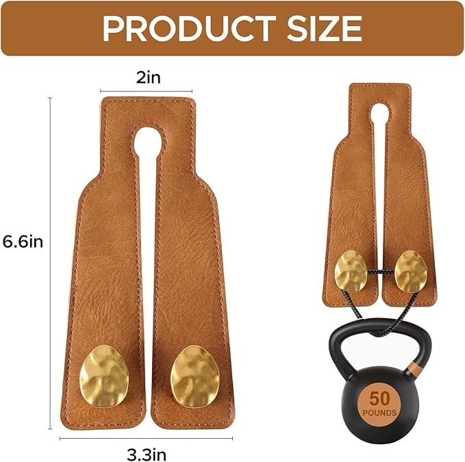 2PCS Leather Car Seat Hooks for Headrest, Vehicle Hanger Storage Organizer Universal for Handbag Purse, Car Accessories Gift (Brown-Gold)