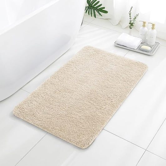 Beige Bathroom Rugs 24"x48" – Long Plush Non-Slip Bath Mat, Absorbent & Washable Microfiber Runner Rug – Perfect for Tub, Sink, or Washroom