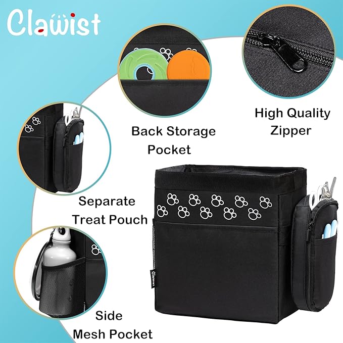 CLAWIST Dog Travel Bag - Airline Approved, 2 Food Containers, 2 Bowls, Treat Pouch & Accessories