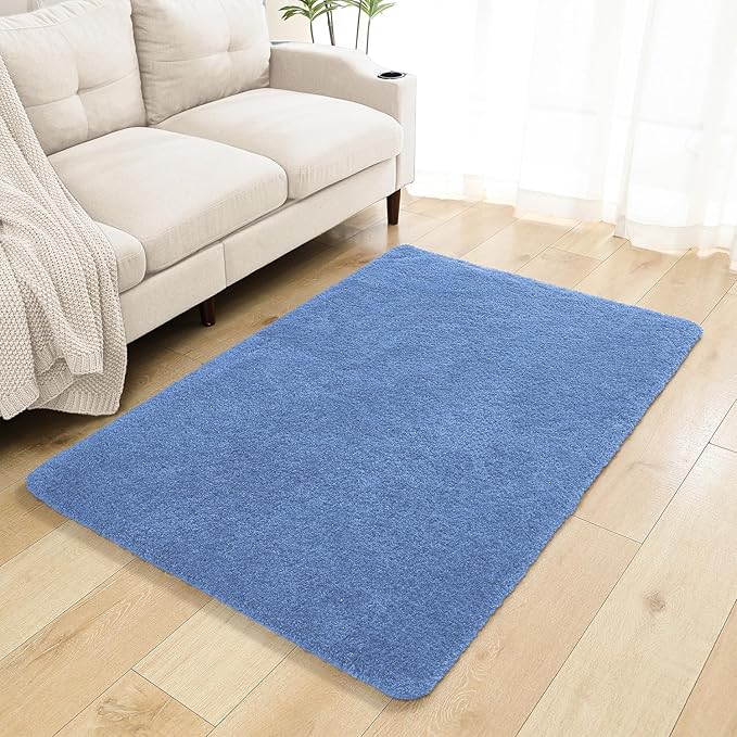 Blue Bathroom Rugs 40"x60" – Oversized Plush Non-Slip Microfiber Bath Mat, Absorbent & Washable – Ideal for Large Bathrooms or Living Rooms