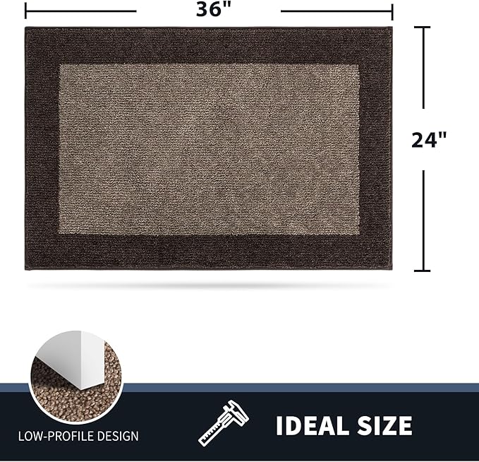 PURRUGS Dirt Trapping Door Mat 24" x 36", Non-Slip Machine Washable Entry Rug, Entrance Mat, Indoor Front Door Mat, Super Absorbent Entryway Rug for Muddy Shoes & Paws, Grayish Brown & Coffee