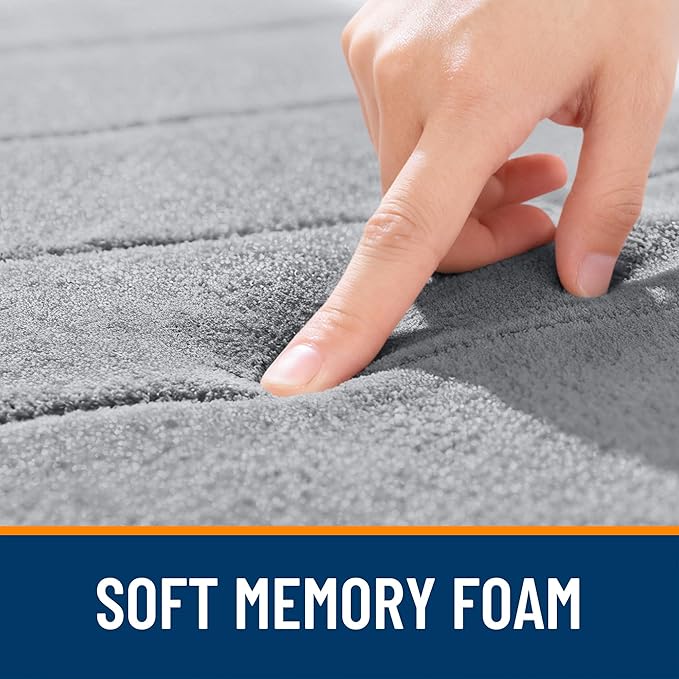 OLANLY Memory Foam Bath Mat 59x35, Super Soft Absorbent Bathroom Rugs, Quick Dry, Machine Washable Shower Floor Rugs, Bathmat Carpet, Bathroom Home Decor Accessories, Grey