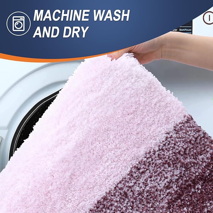 OLANLY Bathroom Runner Rugs 45x27, Extra Soft Absorbent Microfiber Bath Rugs, Rubber Backing, Quick Dry, Machine Washable Bath Mats for Bathroom Floor, Tub and Shower, Home Decor Accessories, Mauve