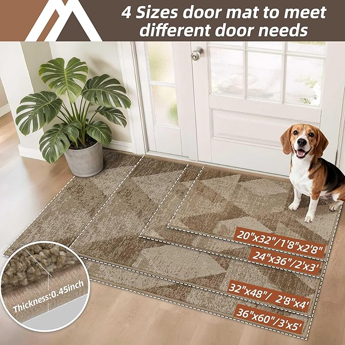 COSY HOMEER Entryway Rugs Doormat 20"x32", Non-Slip Absorbent Polyester, Washable Rugs for Front Door, Dirty Paws & High Traffic Areas, Beige