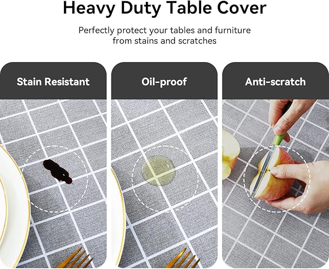 Romanstile Rectangle Vinyl Tablecloth, 100% Waterproof Oil-Proof Checkered Plastic Table Cloth, Heavy Duty Wipeable Table Covers for Dining, Camping, Picnic, Outdoor - 54 x 78 Inch, Blue Checkered