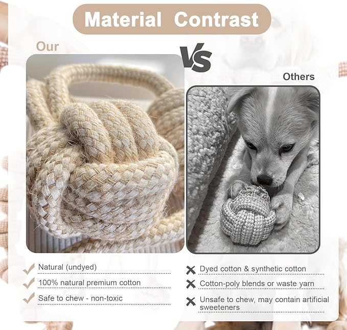 Dog Rope Toy, Rope Toys for Dogs Aggressive Chewers, for Large Dogs for Cleaning Teeth, Bite Resistant, 1 Pack