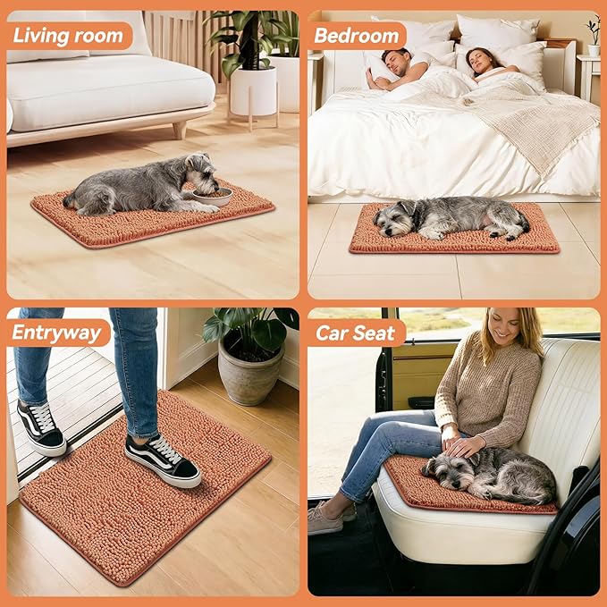 Bcoimo Super Absorbent Dog Door Mat, 30"*20" Anti Slip Mat for Muddy Paws, Pet Rugs for Dirty Paws Washable That Absorbs Moisture and Dirt, for Dog Cage and Pet Resting Carpet
