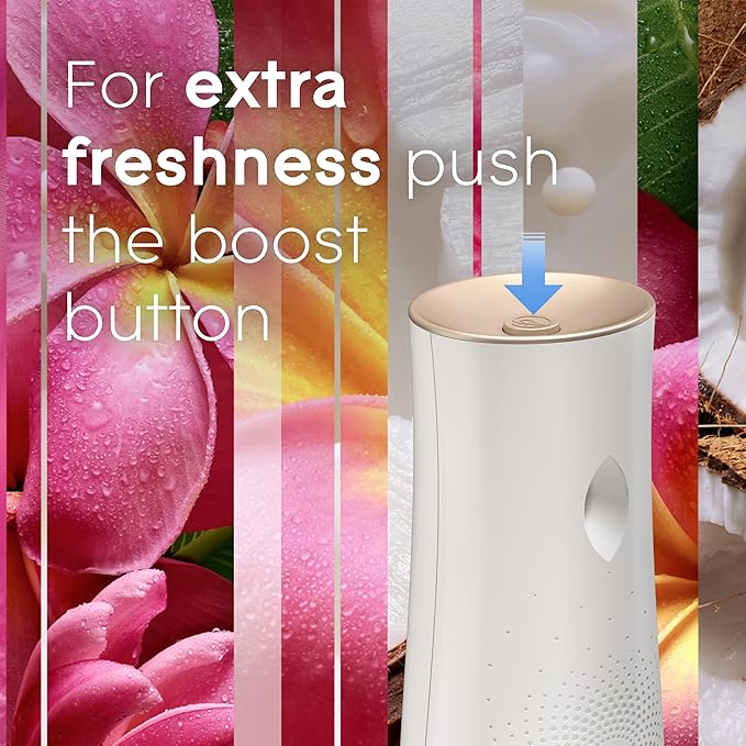 Glade Automatic Spray Refill and Holder Kit, Air Freshener for Home and Bathroom, Tropical Blossoms, 6.2 Oz, 2 Count