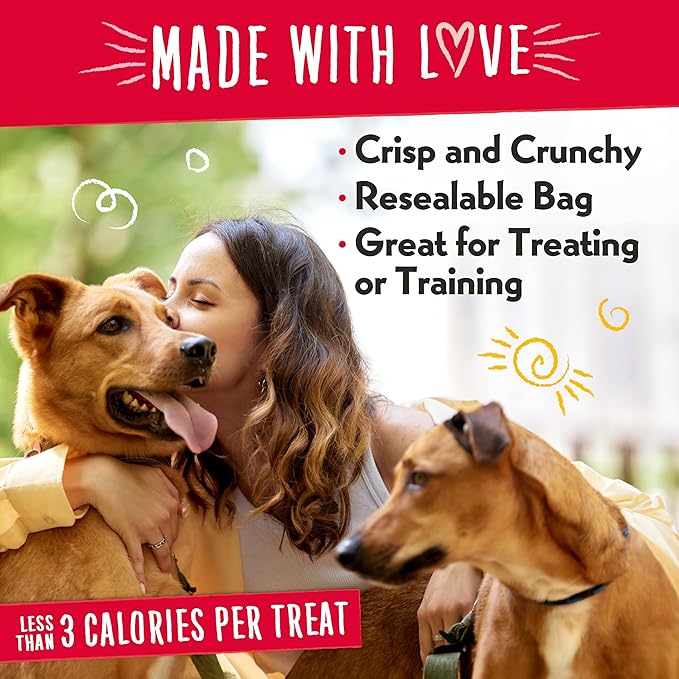 Charlee Bear Crunch Grain Free Dog Treats, Chicken, Pumpkin and Apple, 8 Ounce Resealable Bag, Low Calorie Training Treats for Dogs, Limited Ingredient, Healthy, Crunchy Dog Snacks, Made in USA