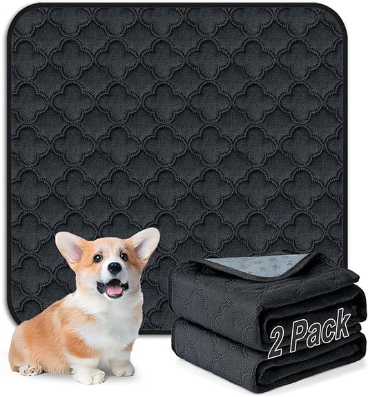 Washable Pee Pads for Dogs - 2 Pack Reusable Pee Pads，Waterproof Puppy Pads，Pet Training Pads，Super Absorbent with Dog Paw Shape Non-Slip Backing (Dark Grey, 24" X 24" - 2 Pack)
