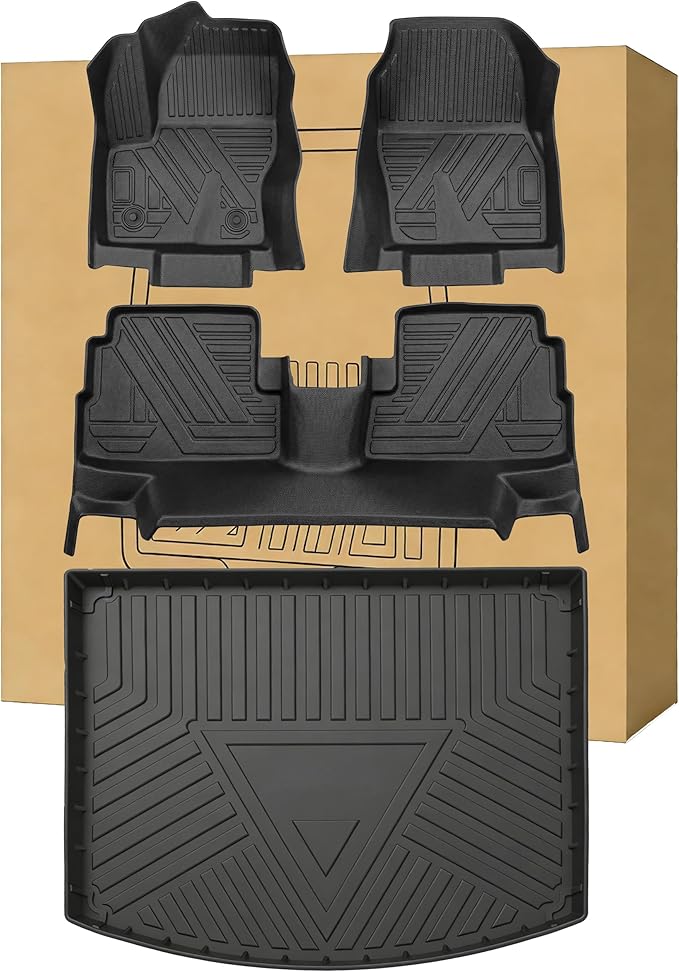 Aiqiying Floor Mats＆Cargo Liners Compatible with Ford Escape 2013-2019 Models，All Weather Waterproof Durable Custom-Fit Trunk Tray Front Rear Rows Full Set Carpet Protection TPE Accessories