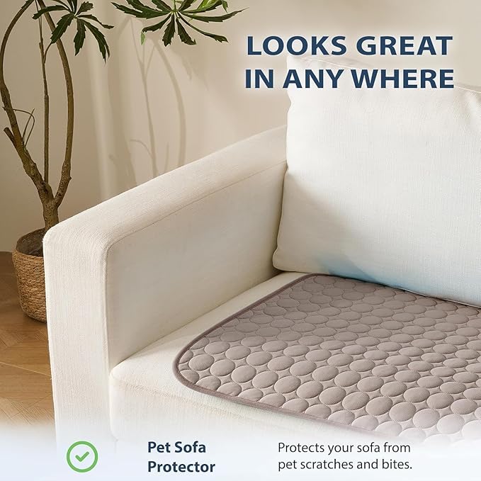 MICROCOSMOS Summer Cooling Mat & Sleeping Pad- Water Absorption Top, Easy Carry, EZ Clean, Materials Safe. Keep Cooling for Pets, Kids and Adults.(Brown, 40" x 28")