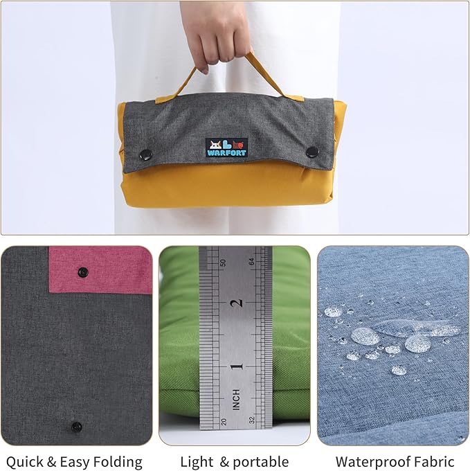 Outdoor Foldable Dog Mat Durable Teflon-Coated Oxford Material Waterproof Thin Dog pad Travel-Friendly Machine Washable Design for Camping/Car (Blue, Small (27.6 * 19.7 * 1.57 in))