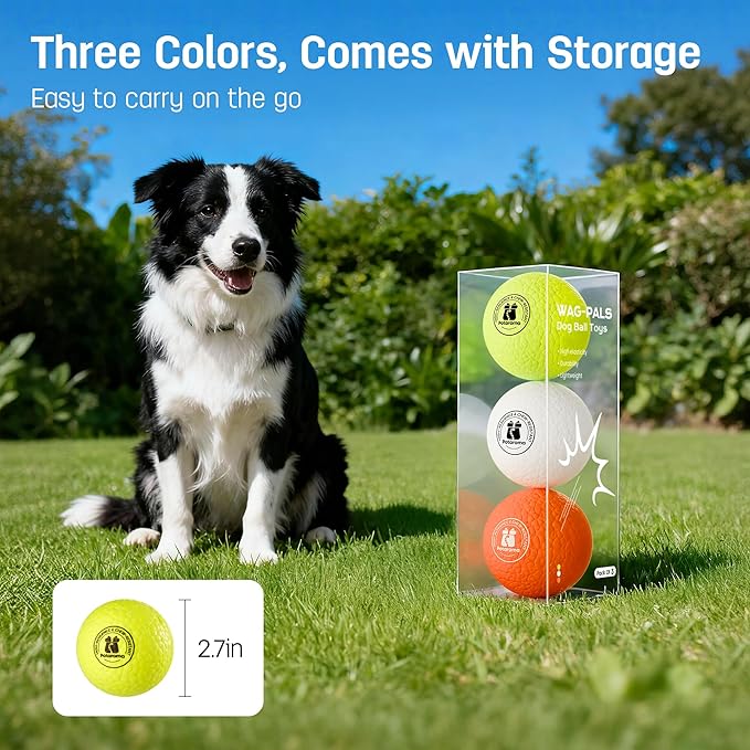 Potaroma Dog Toy Balls – 3 Pack E-TPU Bouncy Pet Fetch Balls Floating Water Pool Toy for Chewers Small & Large Dogs, Indoor & Outdoor 2.8 Inch Diameter