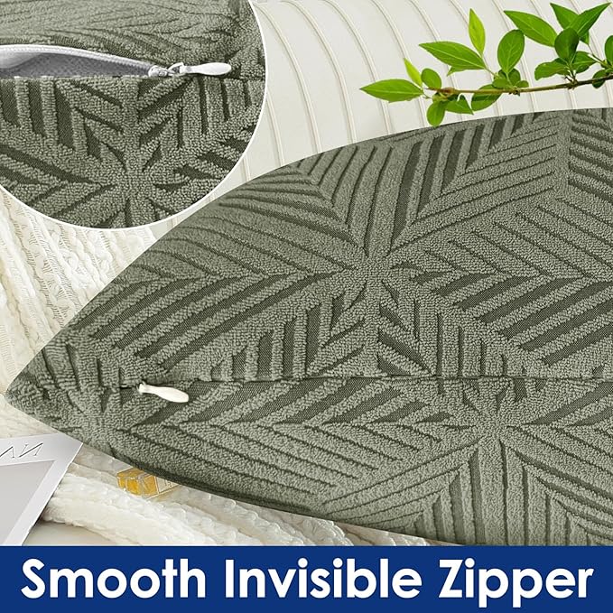 YEMYHOM Pack of 2 Throw Pillow Covers 18 x 18 Inch High Stretch Jacquard Pillowcase for Couch Sofa Living Room Home Decor, Army Green