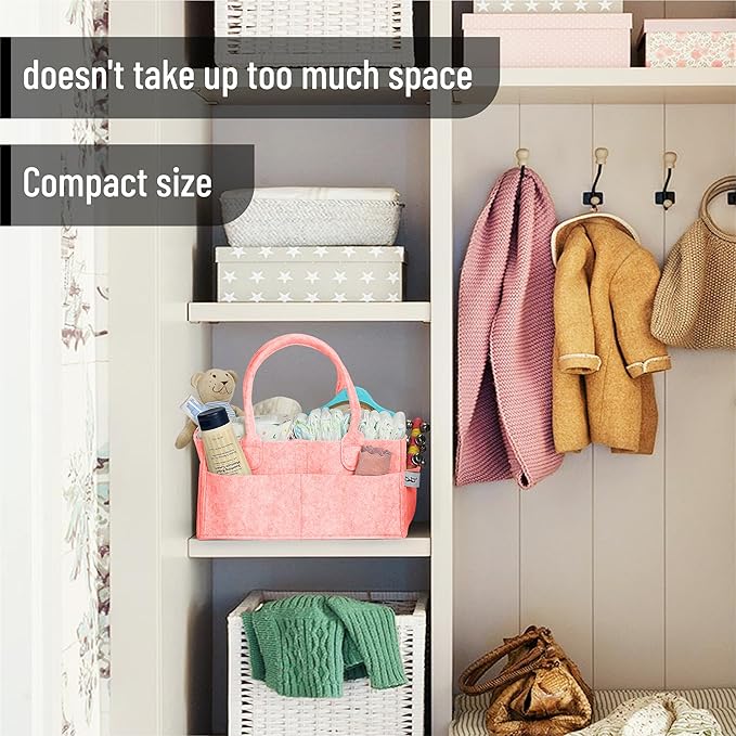 Mr. Pen- Baby Diaper Caddy Organizer, Pink, Nursery Storage Bin and Car Organizer for Diapers and Baby Wipes