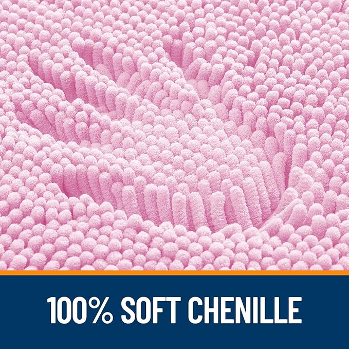 OLANLY Bathroom Rugs 47x24, Extra Soft Absorbent Chenille Bath Rugs, Rubber Backing Quick Dry, Machine Washable Bath Mats for Bathroom Floor, Tub and Shower, Home Decor Accessories, Pink