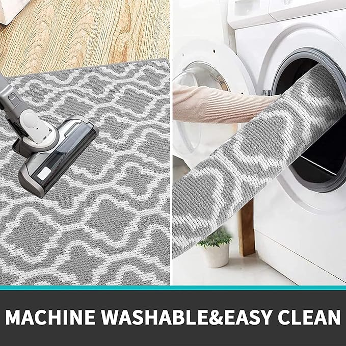 HEBE Washable Runner Rug 20"x59" Indoor Door Mat Runners,Non Slip Dirt Trapping Rug Runner Floor Mats Carpet Runners for Entryway Hallway Kitchen Garage Laundry Room