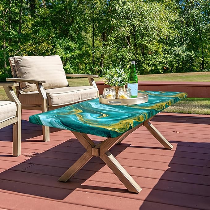 misaya Rectangle Vinyl Tablecloth, Fitted Table Cover, 100% Waterproof, Elastic Edge, Flannel Backing, Table Cloth Fit 6 Foot Folding Tables for Picnic, Outdoor (Ripples, 30x72 inch)