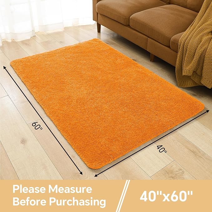 Orange Bathroom Rugs 40"x60" – Oversized Plush Non-Slip Microfiber Bath Mat, Absorbent & Washable – Ideal for Large Bathrooms or Living Rooms