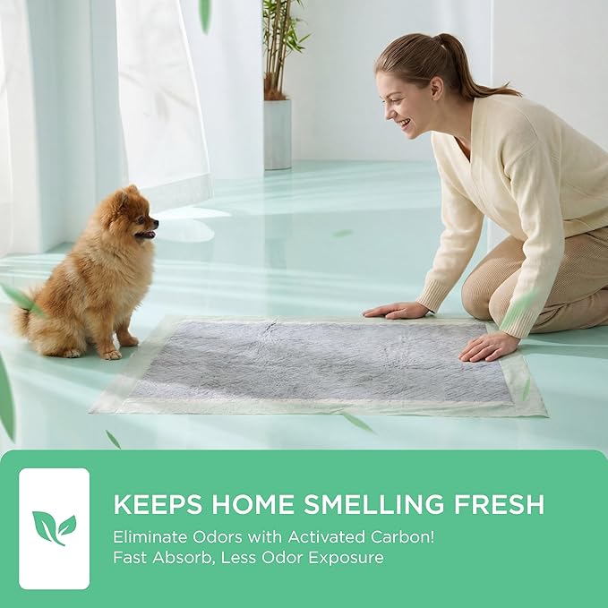 Bedsure Pee Pads for Dogs, 22" x 22" Puppy Pads 50 Count, Super Absorbent & Leak Proof, Small Dog Training Pads Quick Dry Disposable Pets Potty Pads Odor-Control Activated Carbon & ECO Green Material