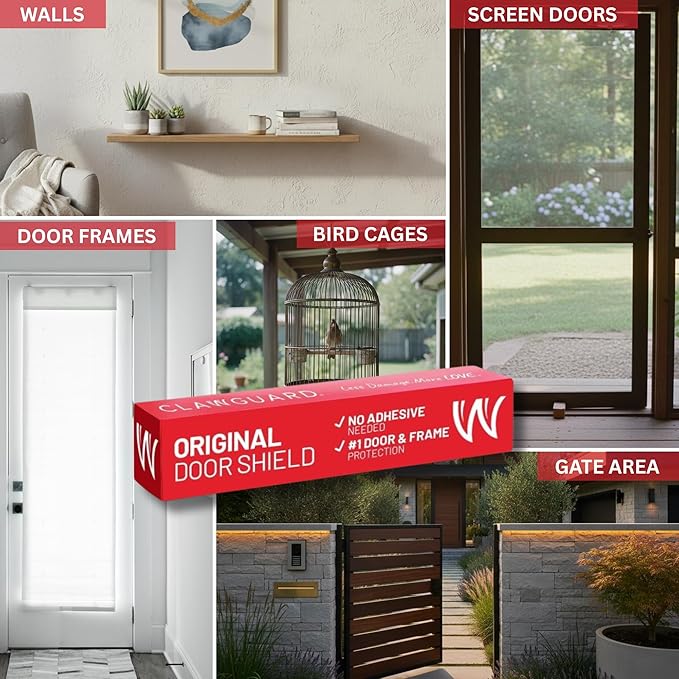 CLAWGUARD Original Door Scratch Shield – 18x43 in. Door Scratch Protector Dog & Cat – Clear Door Frame & Wall Guard – Cat Scratch Protectors for Furniture