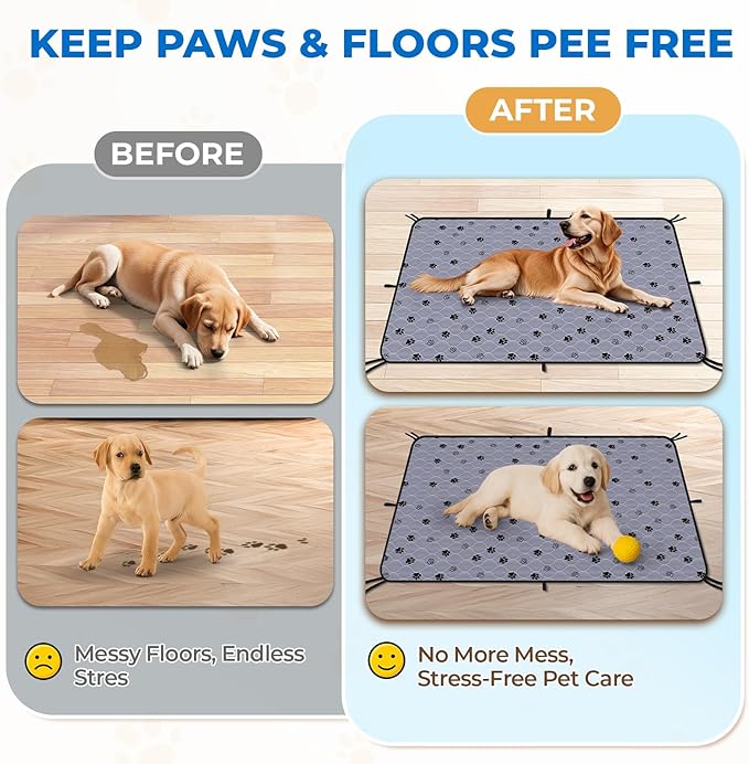 Fostanfly Washable Pee Pads for Dogs, 2 Pack 28''x34'' Large Ultra-Absorbent and Leak-Proof Non-Slip Reusable Potty Training Pads for Dogs, Puppy, Potty Buddy and Cats of Add 8 Lanyards